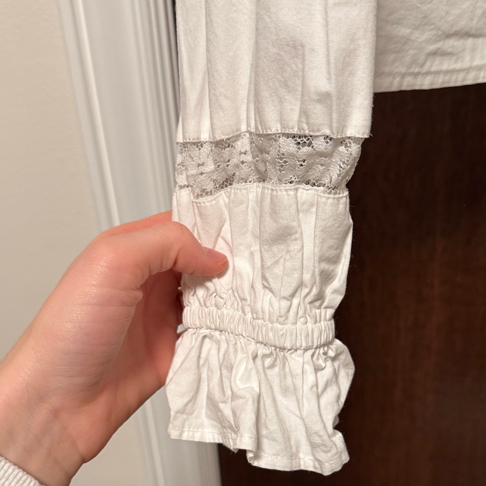 ASOS Cream Ruffled Button-Up Blouse - Picture 3 of 4